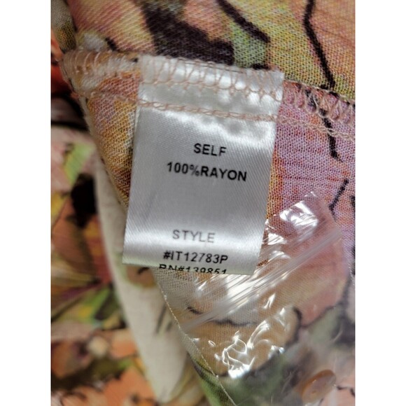 Oddy Top XL Boho Floral Lace Print Flowy Babydoll Blouse 1X Bell Sleeves NWT - Picture 7 of 11